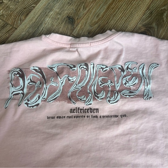 Aelfric Eden Metalic Pink Graphic Tees Men Y2k Oversized T Shirt Size L - Picture 7 of 8